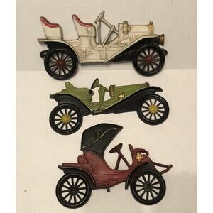 3 Vintage Cast Aluminum Metal MIDWEST Vintage Cars Wall Decor Hanger Used READ